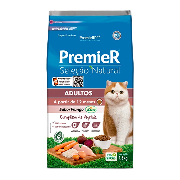 Ração Premier Seleção Natural para Gatos Adultos - 1,5Kg em Oferta na Shopee