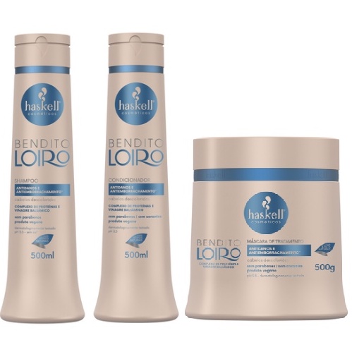 Kit Haskell Bendito Loiro Shampoo, Condicionador e Máscara 500ml/g