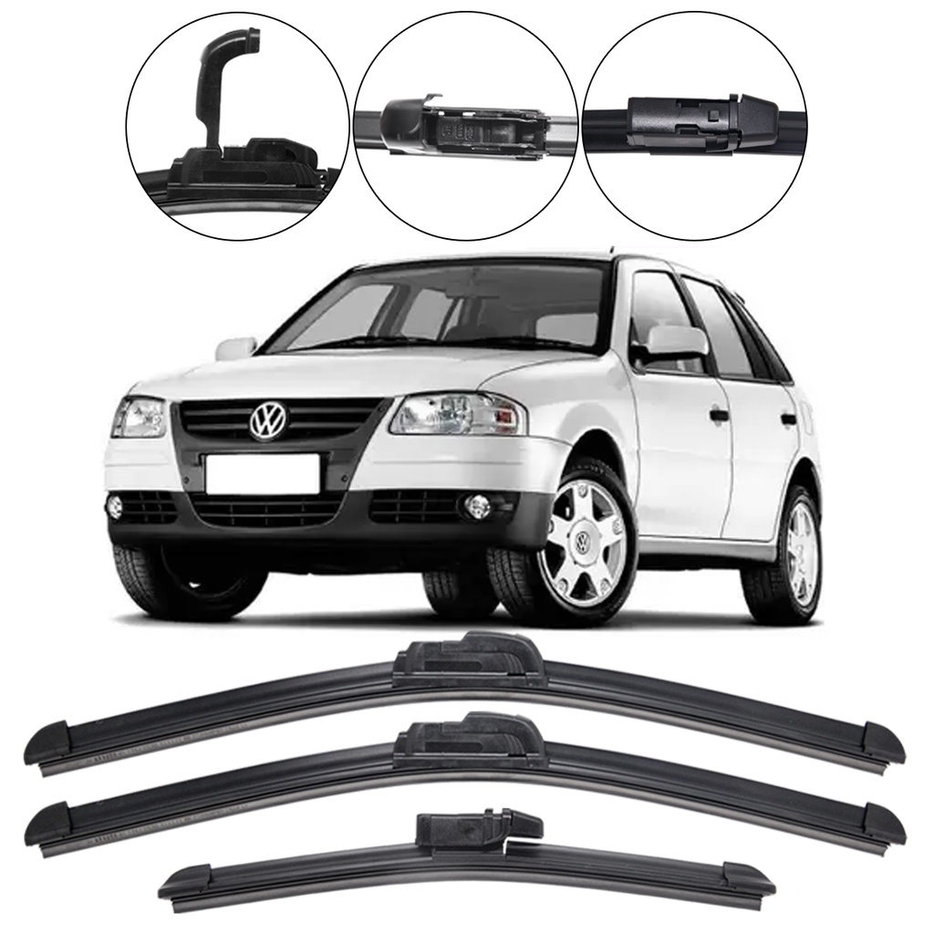 Kit 3 Palhetas Limpador Parabrisa Dianteiro + Traseiro VW Gol G4 2005 2006 2007 2008 em Oferta na Shopee