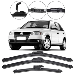 Kit 3 Palhetas Limpador Parabrisa Dianteiro + Traseiro VW Gol G4 2005 2006 2007 2008