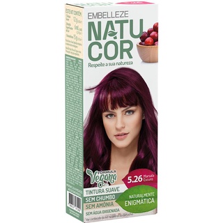 Tinta de cabelo natucor naturalmente enigmática marsala escuro 5.26 kit completo