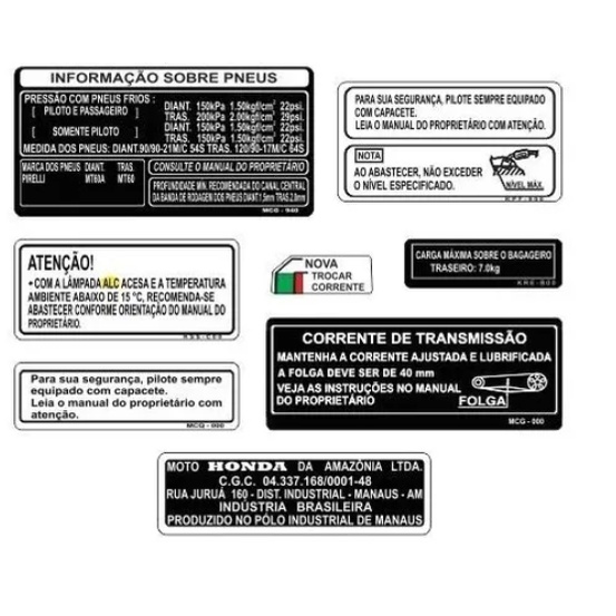 Adesivos de Advertência Honda NX4 Falcon 400 em Oferta na Shopee