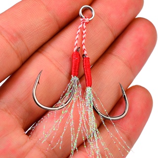 (Em Estoque) 20 Pçs/Lote Farpado Anzóis Carpa Círculo Ganchos Com Fio Pena Cordado Jigging De Pesca Mosca Equipamento em Oferta na Shopee