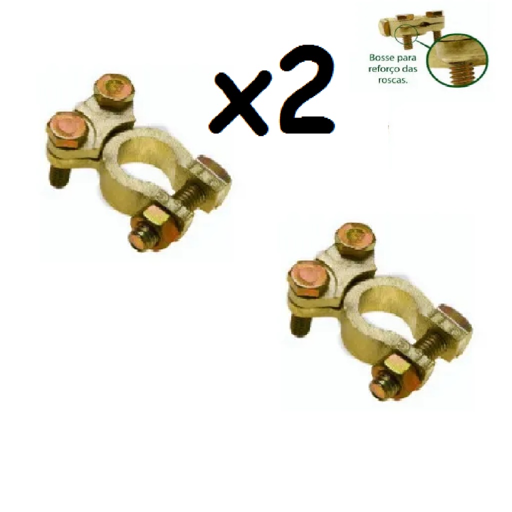 Kit 02 Terminal Bateria Sapao Reforcado Com Parafuso Ilg112