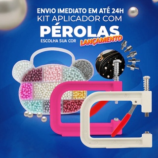 Aplicador De Pérolas + 1100 Perolas + 5 Matrizes E Rebite Artesanato Patchwork Scrapbook com 1 ano de Garantia