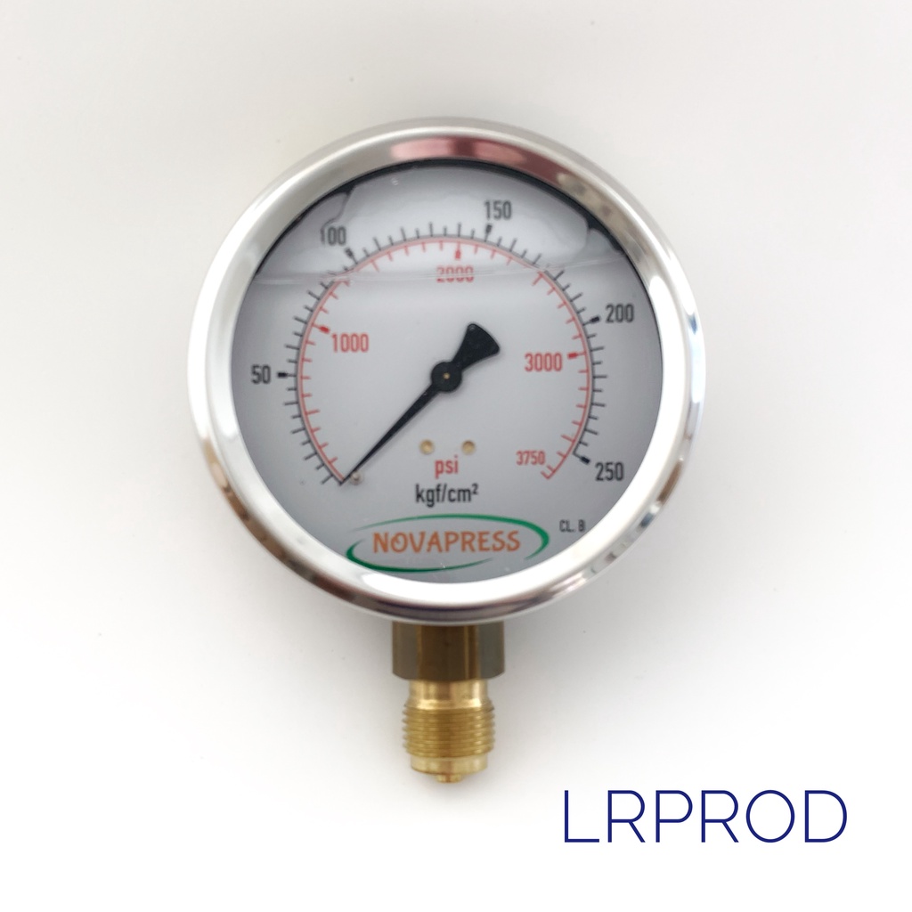MANÔMETRO - Escala 0-250 KGF/CM2 x 3500 PSI Com Glicerina