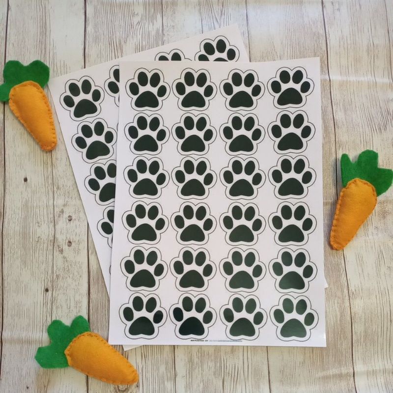 Cartela adesiva de páscoa, 12 pares de patas de coelho preta, patinha adesiva para decoração, cartela 21cmx15cm