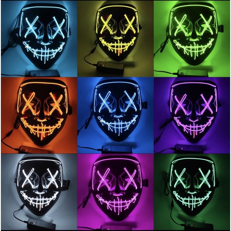 Mascara Led Festa Neon Filme Uma Noite De Crime Fio Duplo | Shopee Brasil
