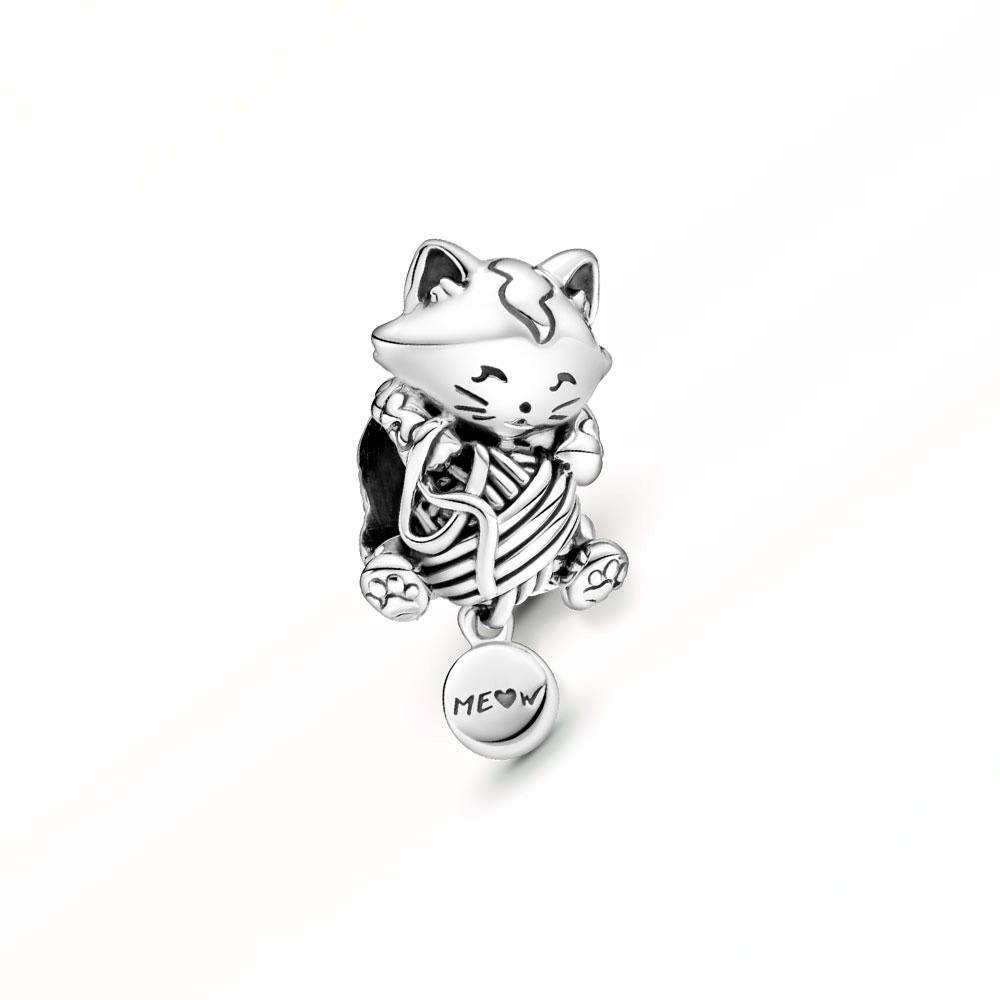 Pand * ora Acessórios Novos Kitten & Yarn Ball Charm Bead Silver Jewellery et Charms Presentes De Bricolage Para Senhoras/Meninas p818