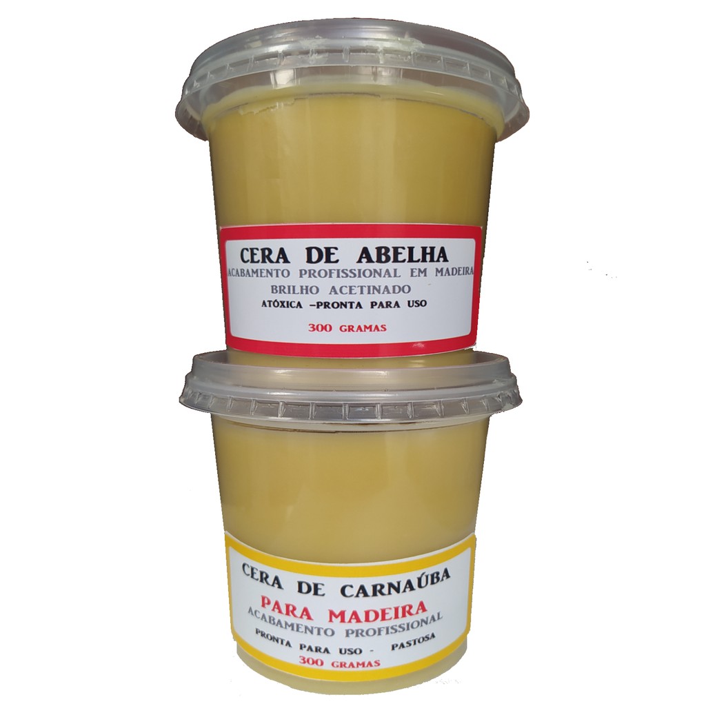 kit Cera de abelha 300 g -Cera de carnaúba 300 g para madeira pronta para uso