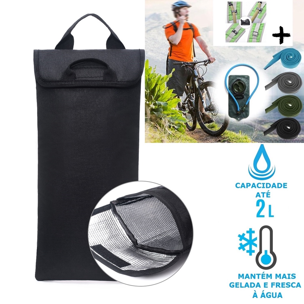 Kit Hidratação Envelope Térmico Mochila Refil Camelbak Bike Ciclismo Mtb+ Capa Mangueira + Presilha