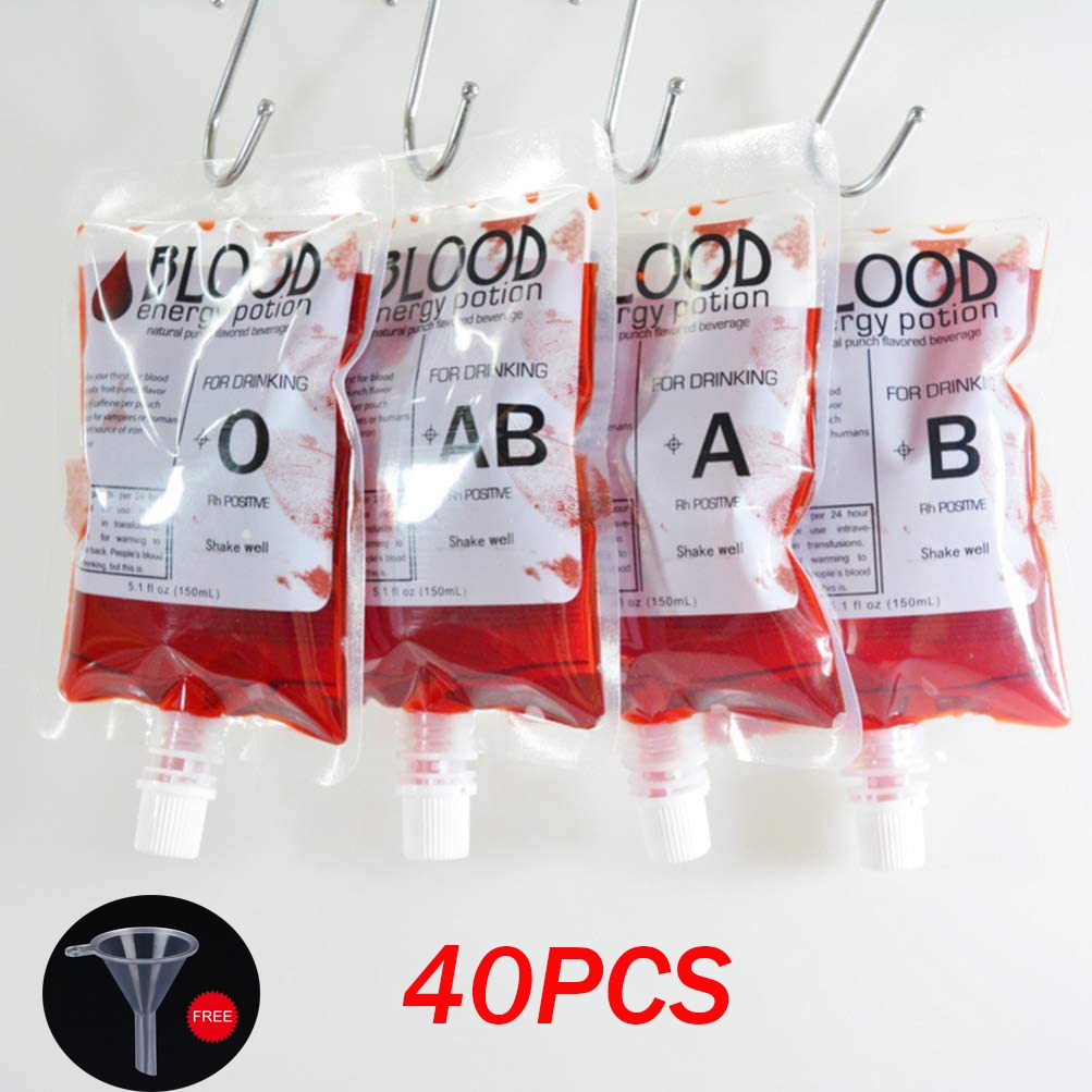 Sacos De 40pcs Suco De PVC Transparente Bebida Reutilizáveis Festa De Halloween Cosplay Vampiro Adereços Kids em Oferta na Shopee