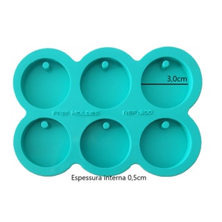 Molde Silicone Resina Redondo Com Pino 6 Pingente Chaveiro R-300 em Oferta na Shopee