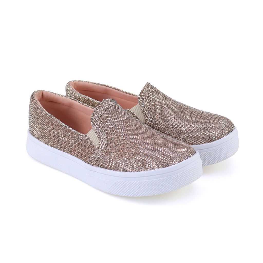 Tênis Feminino Slip on Iate Confortável Dourado E Olografico Com Gliter Tenis Sem Cadarço Calce Fácil Sapatilha Feminina Casual — imagem 2 de 2