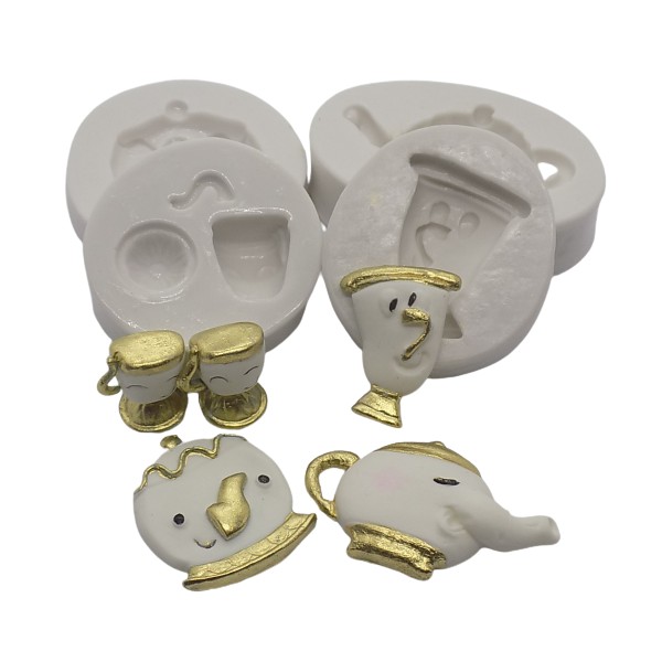 Molde De Silicone Kit Louças A Bela E A Fera Molde Para Confeitaria Molde Para Biscuit 412