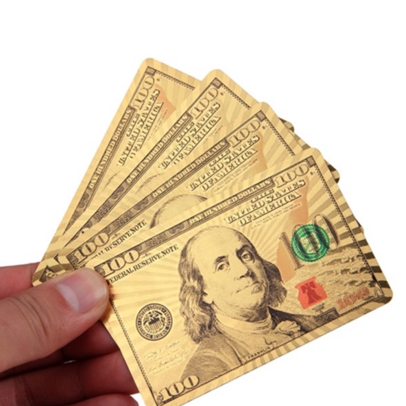 Baralho Dolar Dourado Ouro Folheado - A prova D'agua Poker Truco Cartas Jogos DOURADO