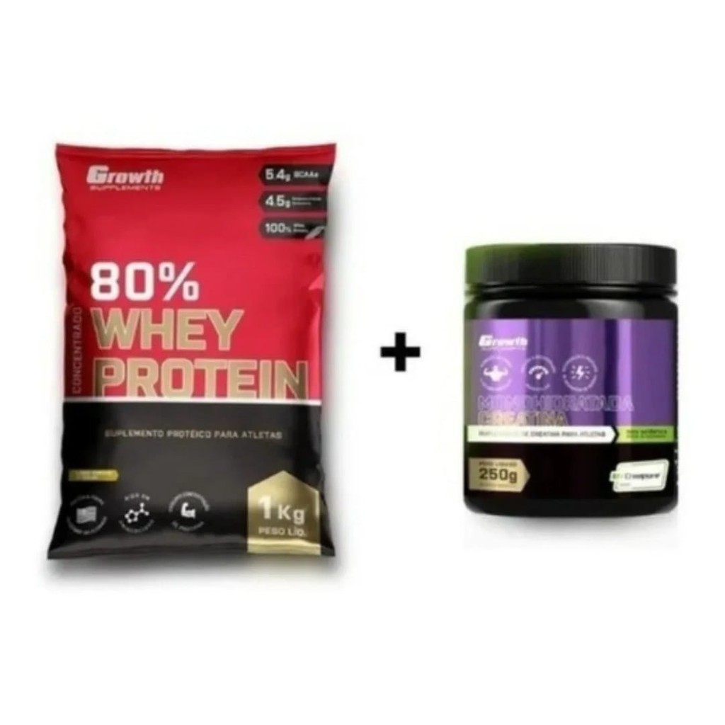 Kit Combo Whey Protein 80% Growth + Creatina Creapure Growth 250gr