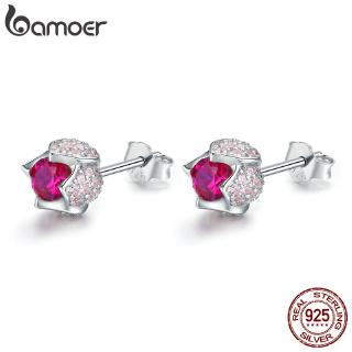 Brincos Bamoer 925 Flor De Prata Tulipa Zircônio Brinco De Orelha Feminino Jóias De Casamento Presente BSE042