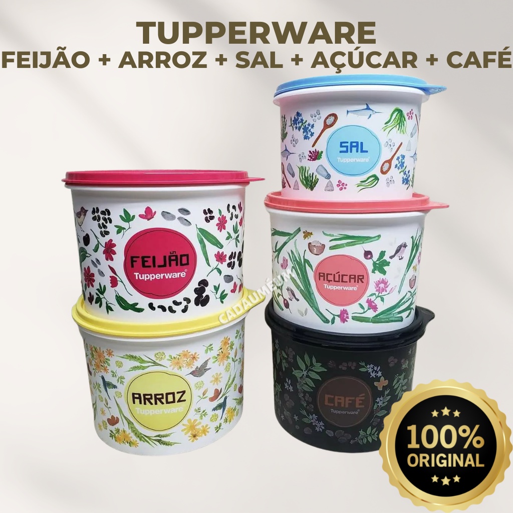 Kit Linha Floral Tupperware com Cinco Caixas de Mantimento | Shopee Brasil