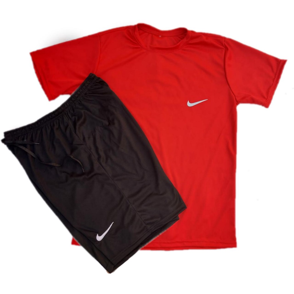 Kit 5 Camiseta Masculina Dry Fit + 5 Bermuda Masculina Esportiva Academia - Conjunto