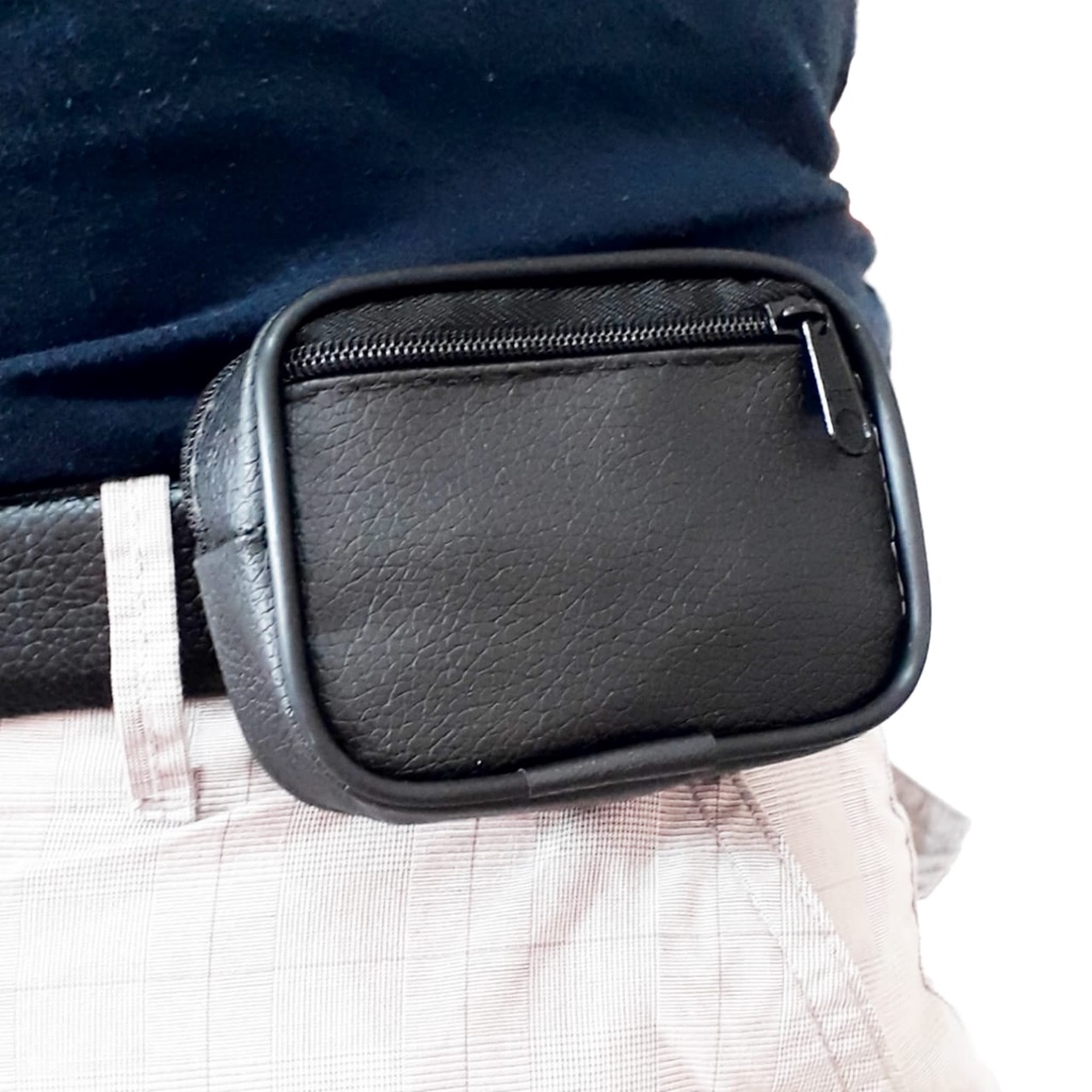 Porta moedas cédulas de prende no cinto material sintético preto em Oferta na Shopee