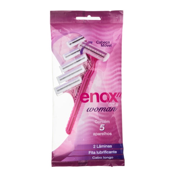 Aparelho BARBEADOR Descartável Enox 2 Feminino (Pacote C/ 5 Aparelhos)
