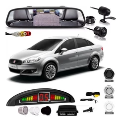 Kit Retrovisor Lcd Camera Sensor De Estacionamento Linea