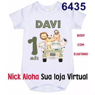 Body Bebê Personalizado Safari Mês De Aniversário Com Nome É Mês Desejado Cód 6435 em Oferta na Shopee