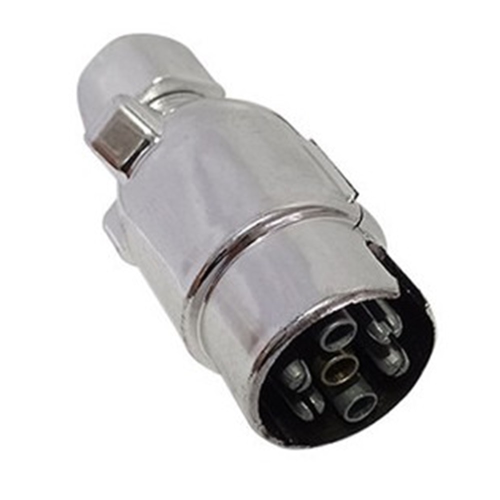 Tomada Eletrica Bivolt Automotiva Para Engate 7 Polos Macho Inox