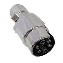 Tomada Eletrica Bivolt Automotiva Para Engate 7 Polos Macho Inox