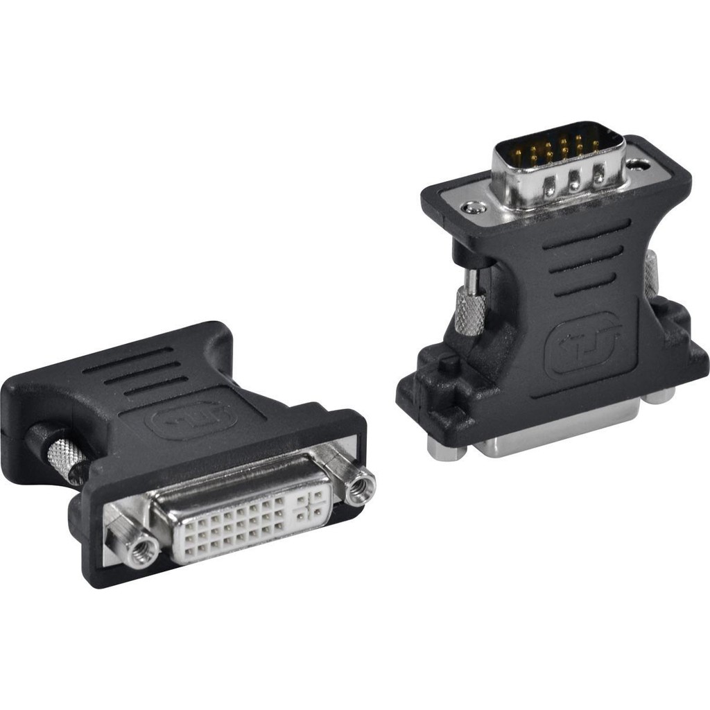Adaptador DVI Fêmea x VGA Macho DB15. Utilizado para converter o sinal DVI para HDB15 (VGA). Conector: VGA Macho 15 Pinos x DVI Fêmea 24 pinos.