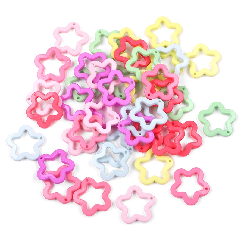 [30X30mm] 20 peças oco estrela de cinco pontas flor acrílico cor sólida pingente faça você mesmo brincos colar pingente