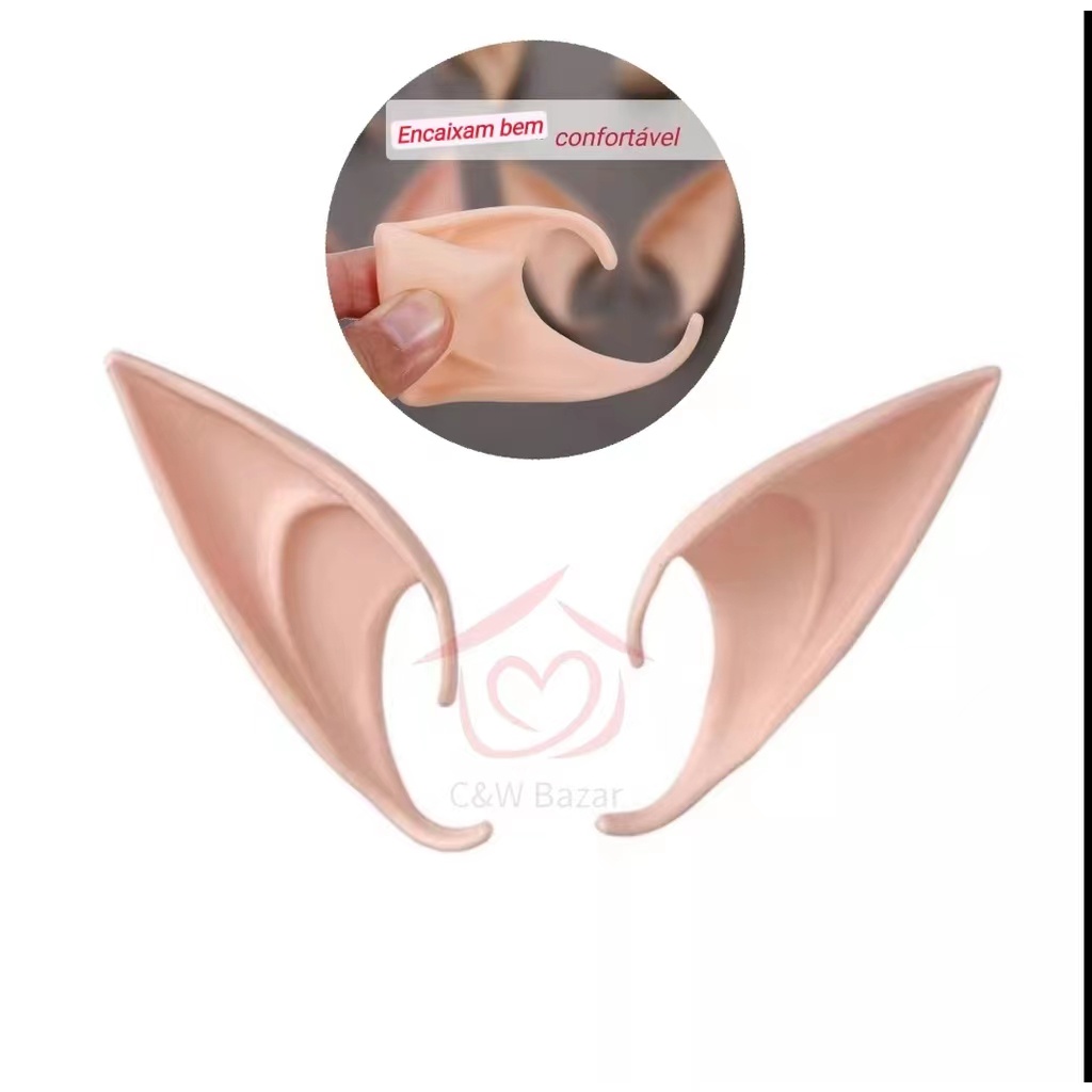 1 Par Fantasia Orelha Elfo e Anjo Longas - Traje de Cosplay Anime 12cm Confortável Acessório de Festa Carnaval Halloween Brinquedo para Crianças e Adultos C&W BAZAR