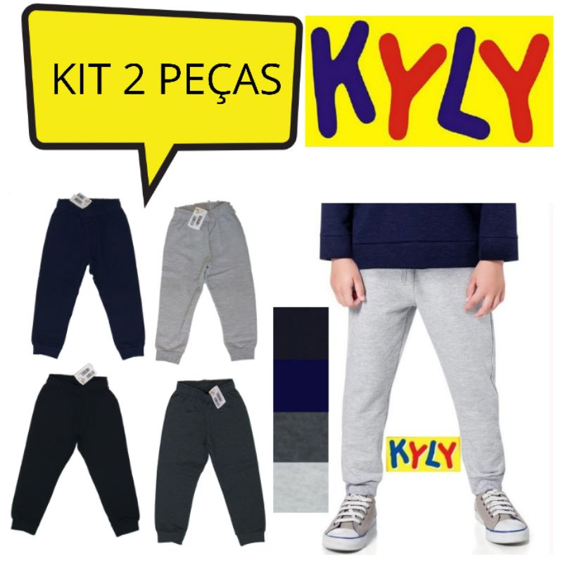 KIT 2 Calça Moletom Flanelada Com Punho Kyly 1/16 em Oferta na Shopee