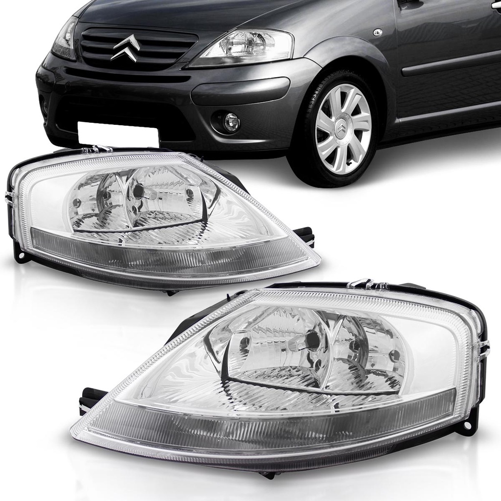 Farol Citroen C3 2003 2004 2005 2006 2007 2008 2009 2010 2011 2012 Cromado em Oferta na Shopee