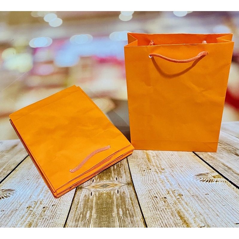10 Sacolas De Papel 23x16x6 cm laranja  Presente Bolsa Festa - Stationery
