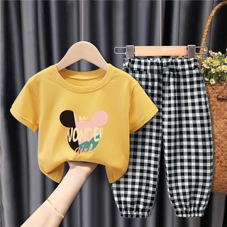 Conjuntos De Roupas Infantis Algodão Manga Curta Meninas 2PCS/Set T-Shirt + Calça Longa Camisas E Vestido Em Casa De Bebê