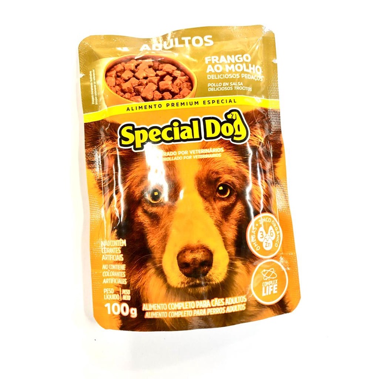 Ração Úmida Special Dog Sachê para Cães 100g Adultos Frango ao Molho