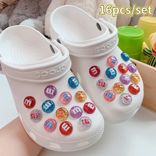 16 Pcs/Conjunto Sapatos De Jardim Charme Glitter Beanie Botão Para Crianças Acessórios Superiores Da Moda em Oferta na Shopee