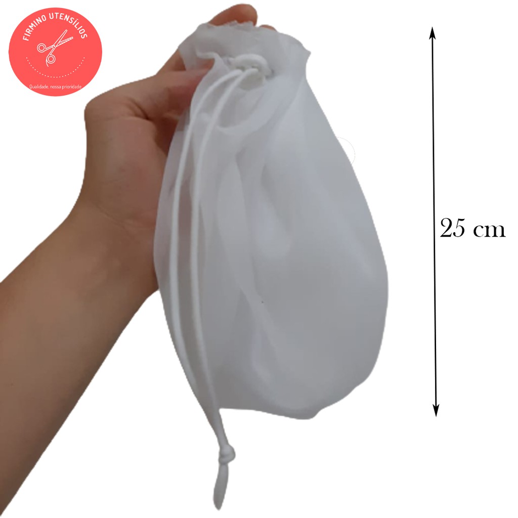 Kit 3 coadores voal ou peneira para : leite vegetal suco kefir yogurte chás queijo artesanal vida saudável reutiliza — imagem 2 de 2