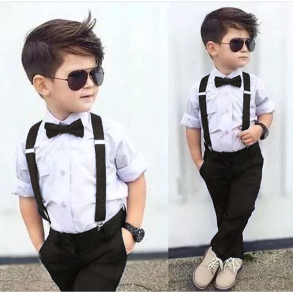 Conjunto Menino Festa Page  Social Preto Bebe suspensório Gravata