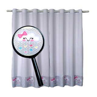 Cortina Chuva de Amor Quarto Branco de Menina Janela Padrão