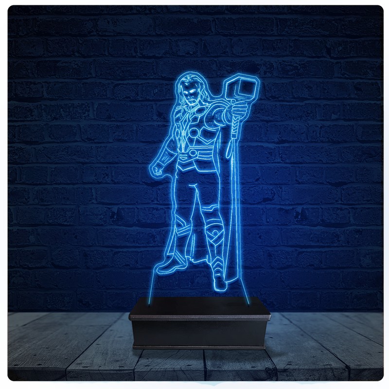 Luminária Led Acrilico Abajur - Thor Vingadores Marvel 05
