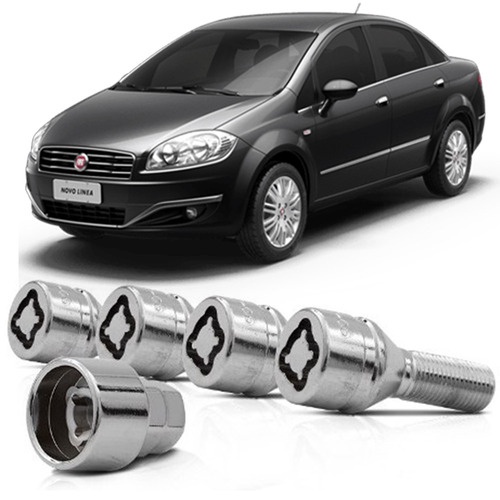 Parafuso trava Antifurto Rodas Pneus Segredo Segurança automotiva Kit  Fiat Linea Todos Modelos
