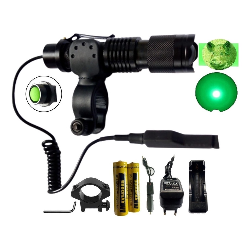 Lanterna Led Luz Verde Bateria 8800mah / Super / Potente