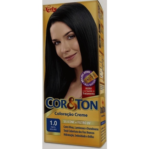 Tintura Creme Cor & Tom Niely 1.0 Preto Azulado