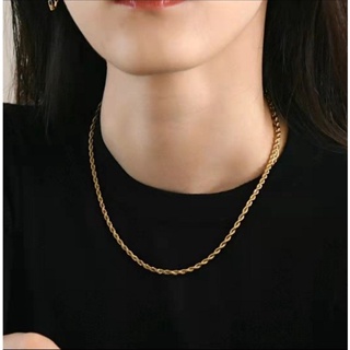 Colar Corrente Trançada de Aço Dourado Cordão Estiloso 45cm 2mm Aço Inox 316L em Oferta na Shopee