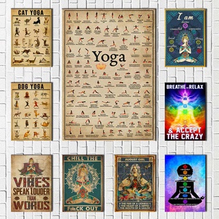 Gráfico Ashtanga Poso Arte De Parede Vintage Impressão Pôsteres De Yoga Pintura Em Tela Decoração De Sala De Estar Casa Meditação