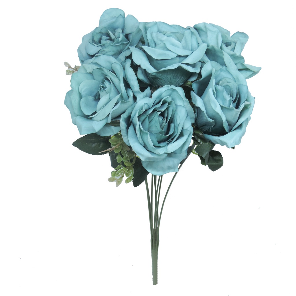 Buquê Flor Artificial Rosa Grande Para Arranjo x10 40cm Azul | Shopee Brasil