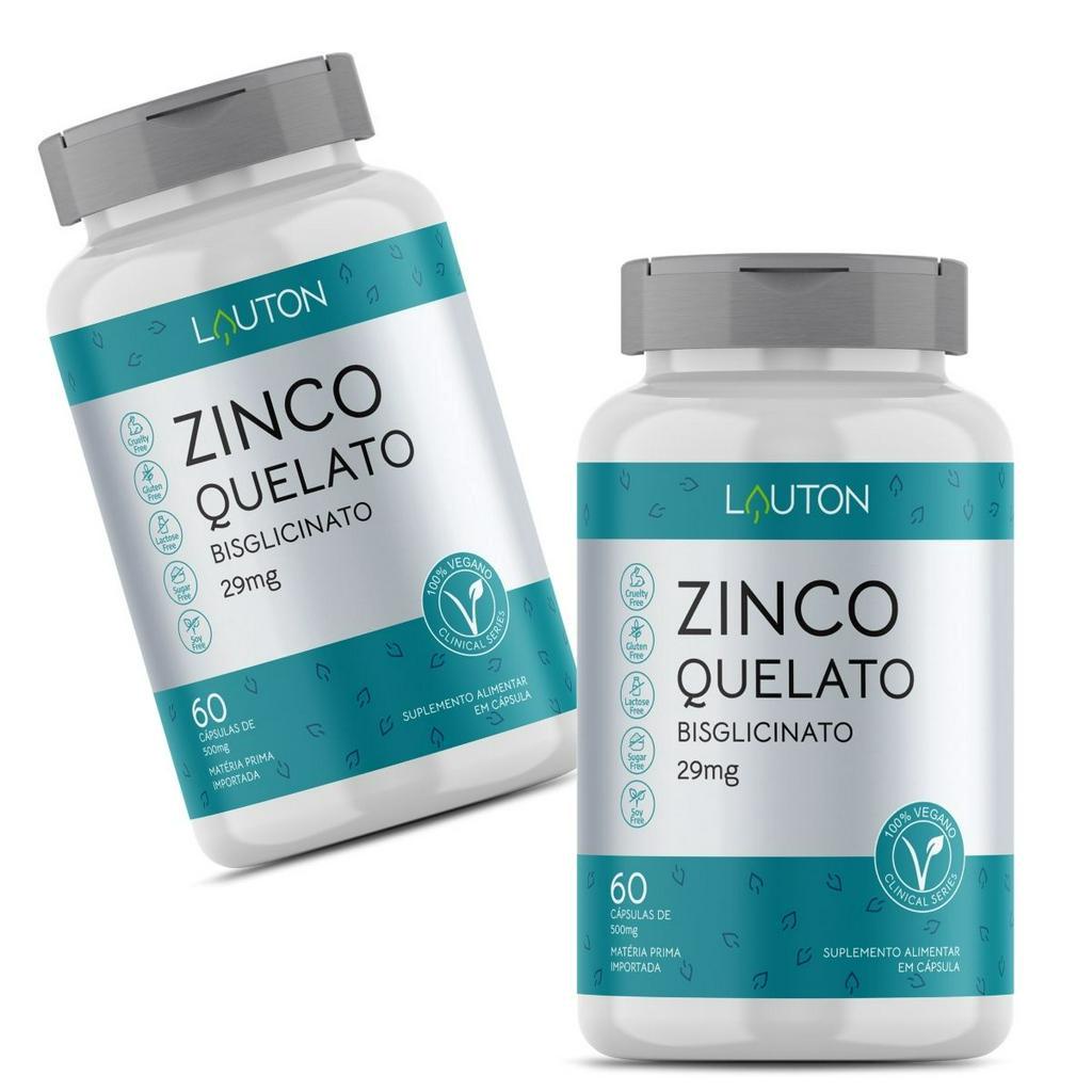 Zinco Quelato Bisglicinato 29mg Vegano Premium Lauton - Kit 2 - Health